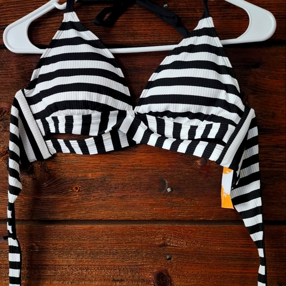 Kona Sol Black and White Bathing Suit Top - Picture 1 of 3
